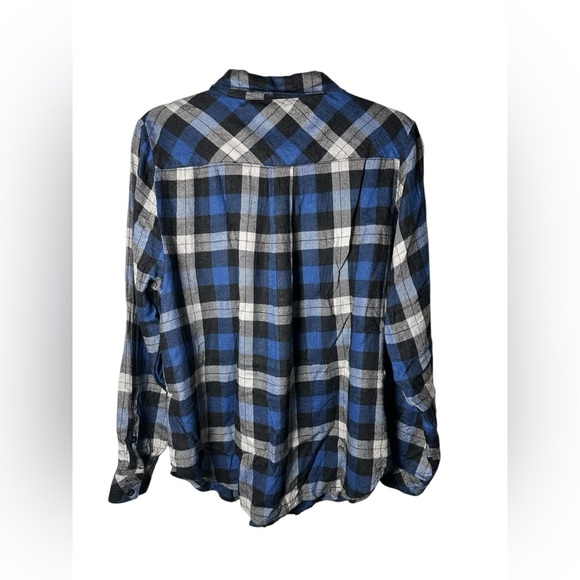 Torrid Blue Black Plaid Button Down Flannel Shirt Women’s Size 0 - Picture 5 of 7